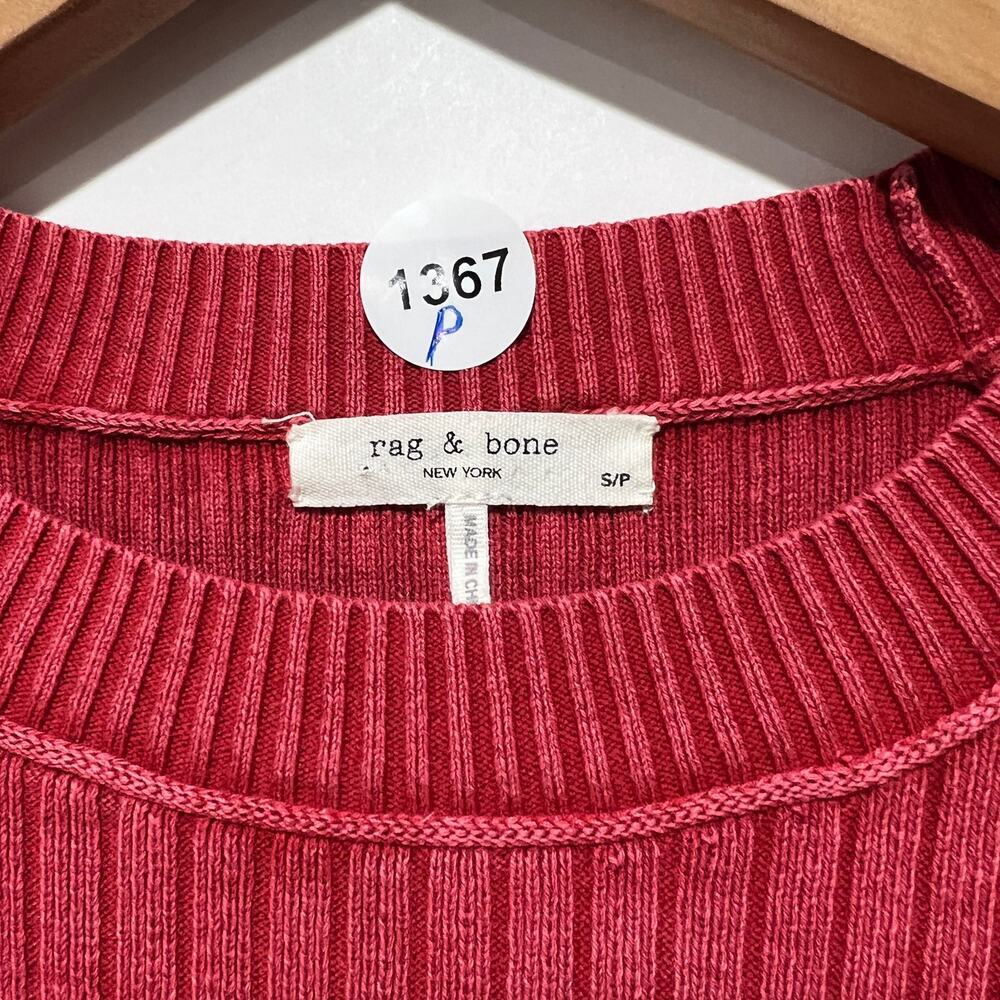 Rag & Bone Womens Irwin Ribbed Knit Cotton Sweater Brick Red Size S - Picture 5 of 5